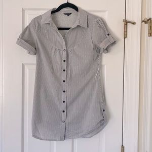 Black and white striped blouse